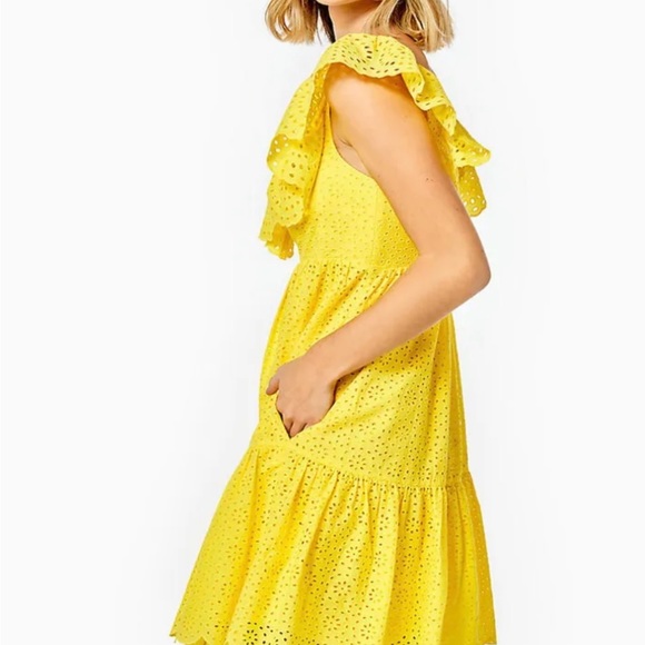 NEW Lilly Pulitzer Asteria Yellow Eyelet Babydoll Dress - Picture 3 of 10